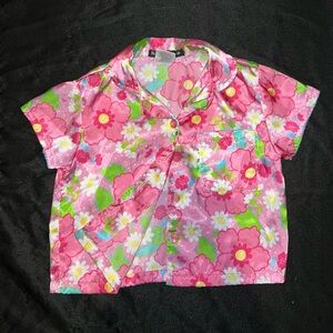 HYPE Pink Floral Satin Shirt (6/6x)